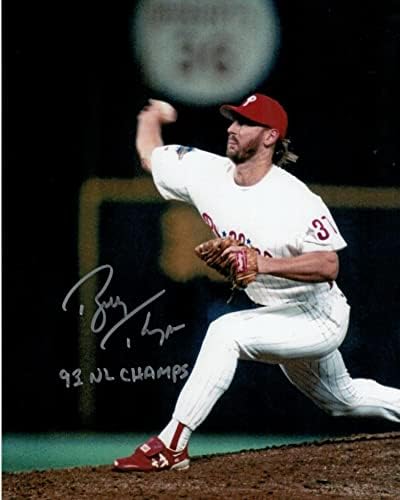 בובי תיגפן פילדלפיה פיליז חתימה 8x10 תמונה כתוב 93 NL Champs עם חתימה - תמונות MLB עם חתימה