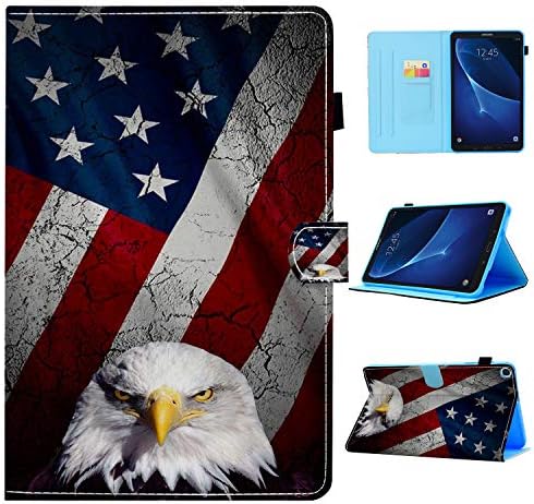 Galaxy Tab A 8.0 2019 Case SM-T290/T295, Bald Eagle Retro American Flag Flage Flage ארנק PU Stand Folio Slim Smart עם כיסוי שינה/Wake