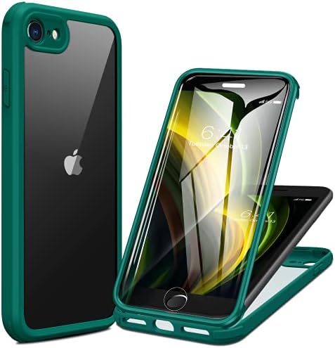 Miracase iPhone SE 2020 Case 2022/ iPhone 8 Case Full גוף מלא עם מגן מסך זכוכית מובנה, פגוש סיליקון מחוספס כיסוי קשה מחוספס לאייפון 8/