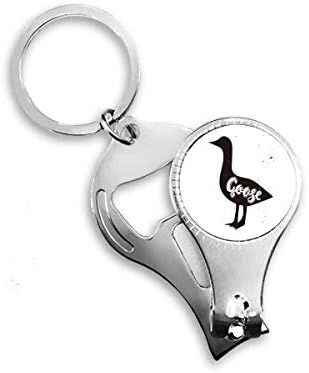 אווז חיה שחור -לבן ציפורן חיה ניפר טבעת מפתח שרשרת מפתח בקבוקי בקבוק קוצץ