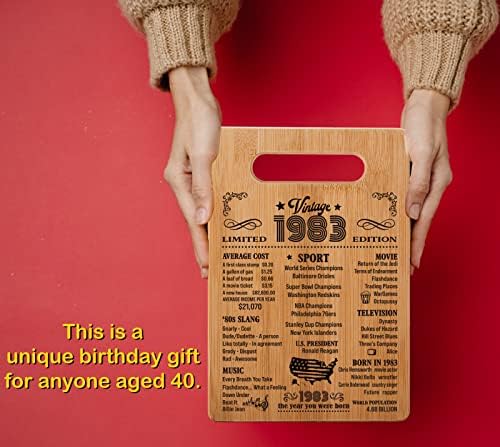 מתנות יום הולדת 40 לנשים גברים מתנות יום הולדת בנות 40 - בציר 1983, 1983 פוסטר, עוד בשנת 1983 קרש חיתוך - קישוטי יום הולדת 40 - הפיכת