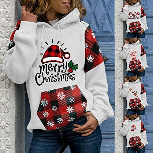 חג המולד סלעית סוודר לנשים מקרית תפרים משובץ חולצות חיצוני כותנה ספורט הסווטשרט חולצות חולצה