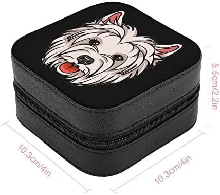 כלב מערב היילנד לבן טרייר פנים תכשיטים קטנים קופסא צמיד צמיד מארגן עור טבעת ניידים טבעת אחסון קופסאות אחסון קופסאות מתנה לנשים
