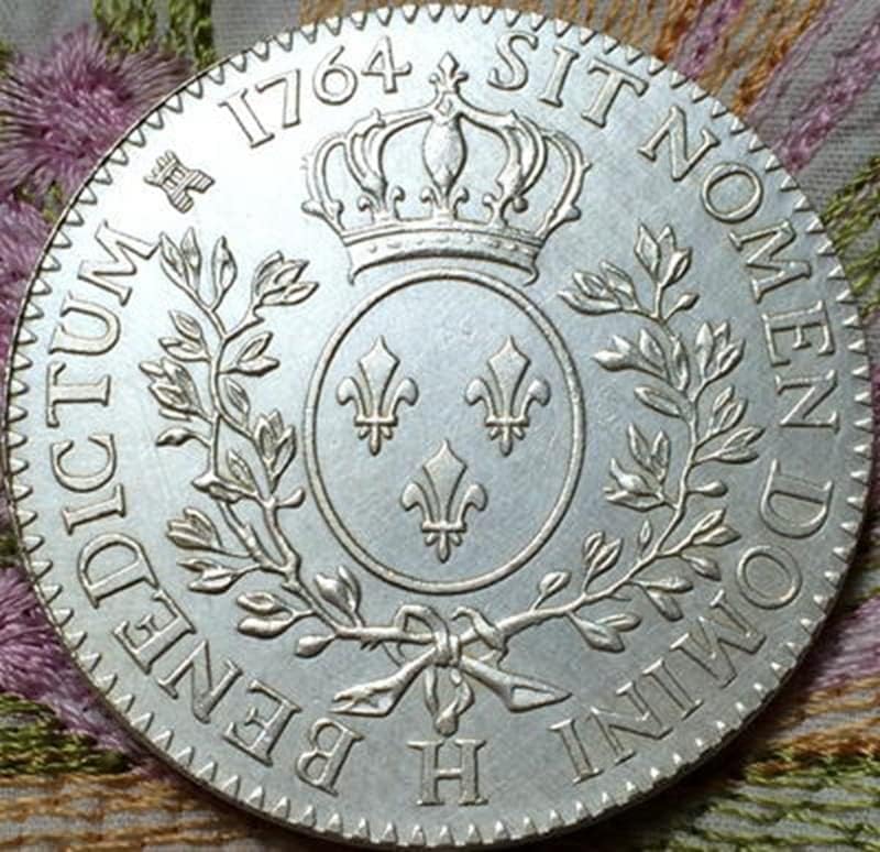 1764 מטבעות צרפתים נחושת טהורה מכסף מצופה מכסף עתיק כסף מטבעות מלאות מלאכה יכולות לנשוף