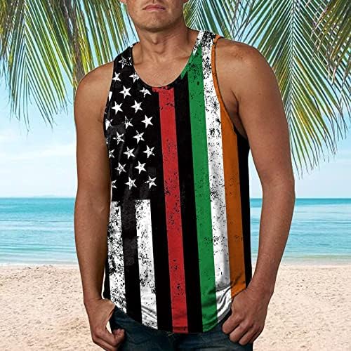 יום עצמאות גופיות לגברים אמריקאי דגל חולצה רטרו פטריוטית קיץ חוף חייל שרוולים כושר טנק
