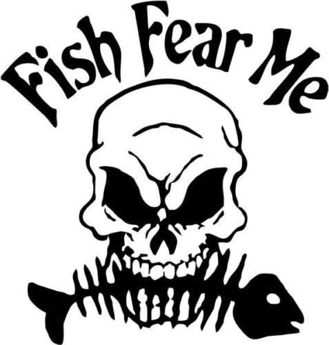 דג פחד אותי גולגולת דיג ספורטאי משאית מכונית חלונות מדבקת מדבקות מדבקות - מדבקות ויניל חתוכות לחלונות, מכוניות, משאיות, ארגזי כלים, מחשבים