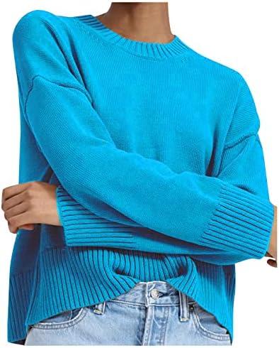 RMXEI סוודר אופנה סוודר בצבע אחיד סוודר סוודר קצר