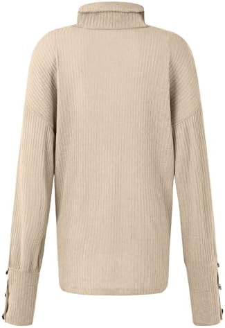 סוודרים בסתיו נשים 2022 כפתור סוודר כלפי מעלה שרוול ארוך צבע אחיד חולצה תחתונה סריגה בגדי חורף