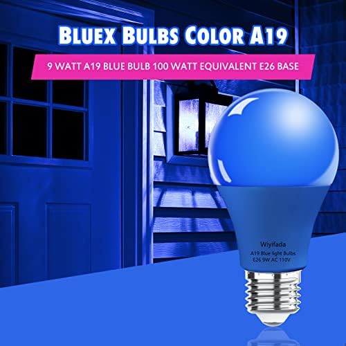 וויפאדה 4 מארז 19 נורות לד כחולות, 26 110 וולט 9 וואט נורות לד כחולות מחליפות עד 100 וואט, נורות צבעוניות למרפסת, תאורה ביתית, קישוט למסיבות,