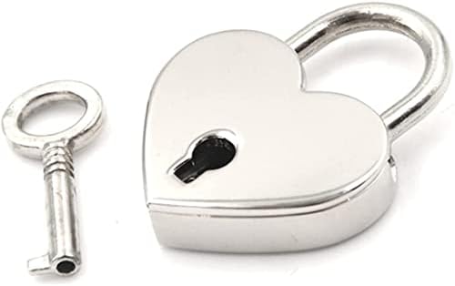 מנעול מיני עם מנעול מפתח בצורת מפתח מנעול אהבה לקופסת קופסאות תכשיטים, כסף, גודל אחד