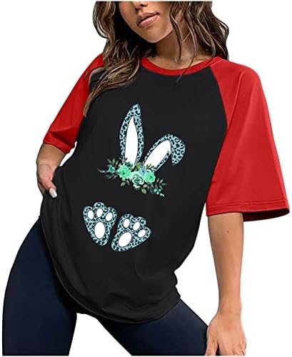 חולצת טס חולצת צבע לחג הפסחא של נשים חולצות שרוול קצר חולצות ארנב ארנב חמוד טי גרפי אמונה טי קיץ מזדמן רופף עליון