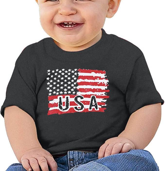 חולצת דגל אמריקאית לתינוק ארהב 4 ביולי חולצת טריקו כוכבים פטריוטיים פסים