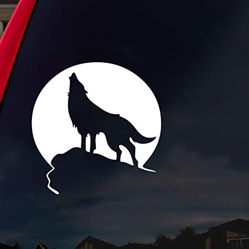 Socoooldesign Wolf Wolf Moon Window Window Vinyl מדבקה מדבקת 5 רחבה