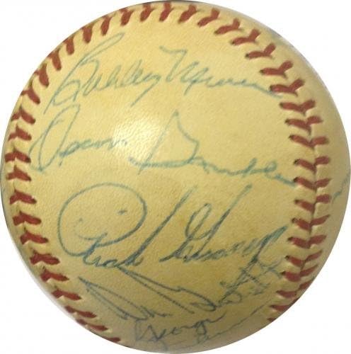 1980 קבוצת ינקיז חתמה על בייסבול 15 אוטומטית בובי מורסרה ג'ורג 'שטיינברנר COA - כדורי בייסבול עם חתימה