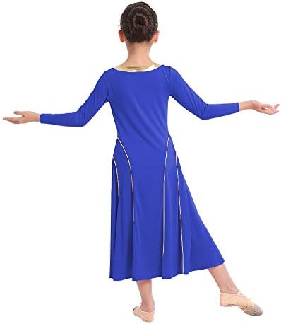 HIHCBF בנות שרוול ארוך תפר תפר שבח פולחן ריקוד לבוש שמלת ליטורגית באורך מלא של בגדי ריקוד רוח