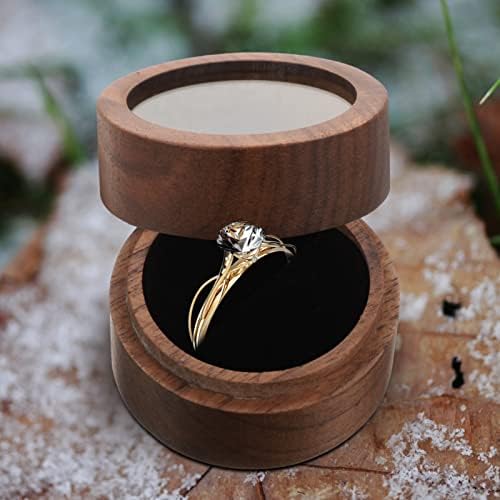 עץ טבעת תיבת עגול כפרי עץ אירוסין טבעת מקרה תצוגה מחזיק גיטרה פיק תיבת לחתונה טקס האהבה יום