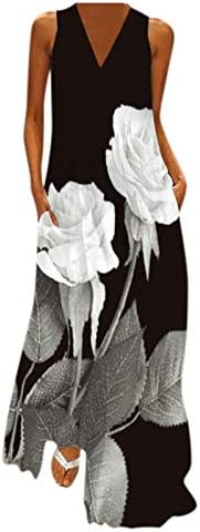 ג ' מקונסי נשים מקסי שמלות עם כיסים קאמי-שמלת מקסי-שמלת גבירותיי ראסרבק סדיר הלטר וסטידוס זורם ארוך שמלה