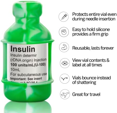 מארז/שרוול של בקבוקי אינסולין בטוחים בבקבוקון סוכרת, לעולם אל תסתכן בשבירת בקבוקון האינסולין שלך, ניתן לשימוש חוזר, עמיד, עמיד, גמיש שרוול