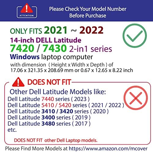 מארז McOver תואם רק לשנת 2021 ～ 2022 14 Dell Latitude 7420 7430 מחשב נייד או 2-in-1 Windows מחשב-אקווה