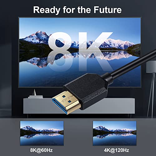 Qaooquda 8K HDMI כבל, 4ft מפותל HDMI 2.1 זכר לזכר זווית של 90 מעלות כבל מאריך ספירלה, מהירות גבוהה תומכת ב -48 ג'יגה -סיביות 8K@60 למצלמה,