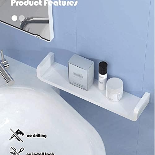 מדף אחסון אמבטיה מדף אמבטיה מדף קיר אטום למים אביזרי אמבטיה פלסטיק לבנים ללא קידוחים