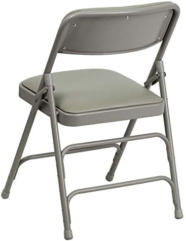 פלאש ריהוט 4 מארז סדרת הרקולס מעוקל משולש התכונן & כפול צירים אפור ויניל מתכת מתקפל כיסא