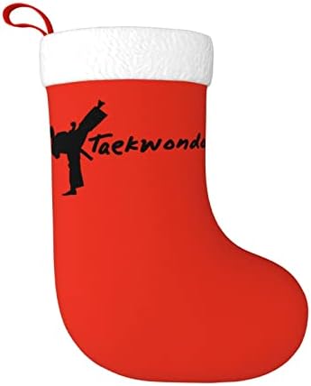 Cutedwarf Taekwondo גרב חג המולד קישוטי חג חג המולד קישודים אח תלויים גרב 18 אינץ 'גרביים