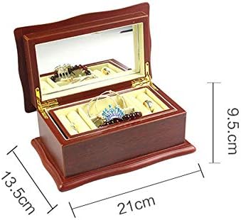 QTT תכשיטים קופסת תכשיטים מגולפת תכונות תכשיטים קופסא אחסון עץ תיבת אחסון שכבה יחידה עם תכשיטי מראה אוסף אחסון קופסת קופסה דקורטיבית קופסת