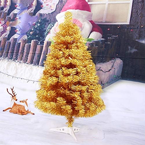 עץ חג המולד המלאכותי המיני, עץ אורן חג המולד צירים פרמיום עם PVC פלסטיק עומד מושלם לקישוט חג מקורה, קל להרכבה-60 סמ