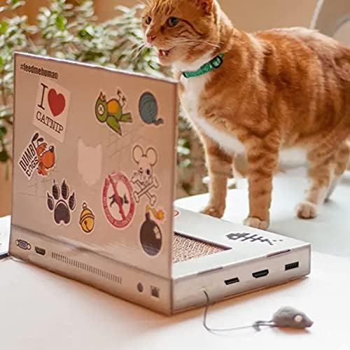 חתול השריטה לוח, מחשב נייד צורת חתול השריטה לוח טחינת ציפורניים צעצוע גלי נייר חתול משטח גירוד חתול משחק אספקת עבור שחרור חתול אנרגיה