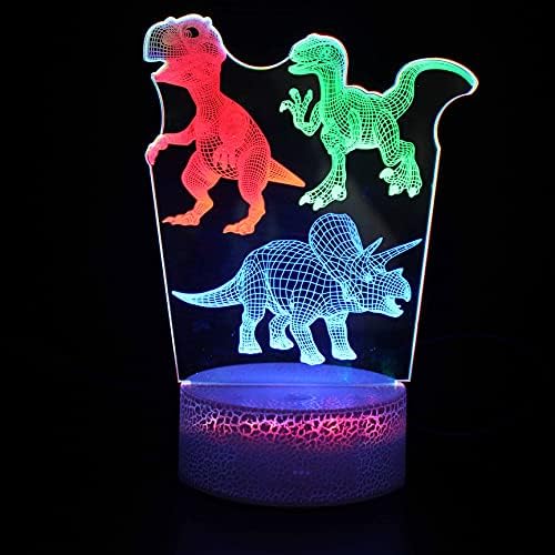 3 לילה אור דינוזאור השראה אשליה אופטית מנורת מתנה יצירתית מנורה חזותית מגע דינמי הוביל שלושה קישוטי חדר שינה צבעוניים חג האהבה יום הולדת