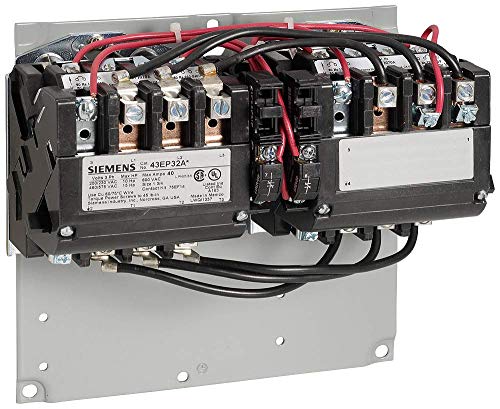 Siemens 43ep32AD כבד NEMA מגע מגנטי, היפוך, מתח סליל 208V AC, 40 מגברי עומס מלא, גודל NEMA 1-3/4, 3 שלב, 3 מוט, 2NO+2NC אנשי קשר, סוג