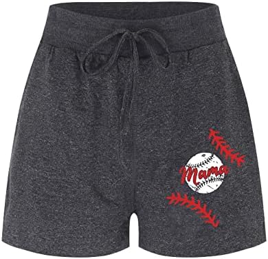 מכנסיים קצרים לנשים קיץ לבוש בייסבול בייסבול מודפס מכנסיים קצרים רופפים מכנסי אופניים מתיחה עם כיסים