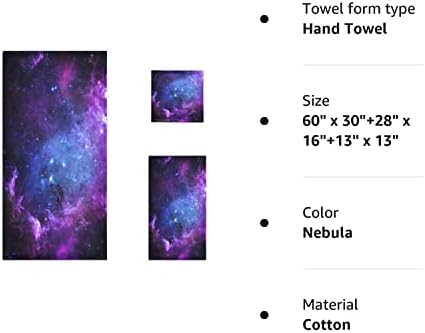 Naanle Space יפהפה גלקסי ערפילית כוכבים דקורטיבי יוקרה רך 3 חלקים מגבות מגבות, 1 מגבת רחצה+1 מגבת יד+1 מטלית, רב תכליתי לחדר אמבטיה, מלון,