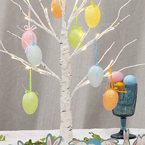 עיצוב פסחא וונטיליט, אורות עץ פרחים של ביצה פסחאית לפני 2ft עם קישוט טיימר מרכזי שולחן לשולחן חג הפסחא של חג הפסחא