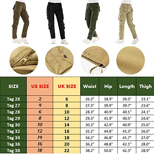 מכנסי מטען כותנה סיבתית של הנשים מכנסיים קרביים צבאיים מכנסיים קפרי עם 8 כיסים