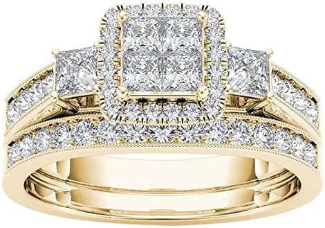 יסטו נשים אופנה טבעות אופנה זוג טבעות קלאסי זהב מצופה טבעת משובץ זירקון תכשיטי טבעות