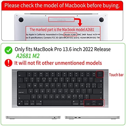 שרוול מחשב נייד ווטברו תואם ל- MacBook Air 13 Case 2022 שחרור M2 A2681 צבע אחיד מט מפל פלסטיק מכסה מעטפת קשה עם שרוול מחשב נייד וכיסוי