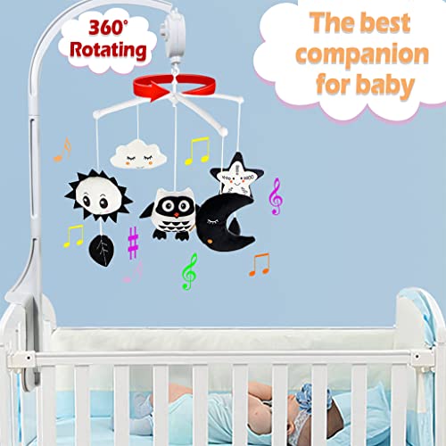 מיטת תינוק קקיבלין ניידת, ניידת לעריסה עם צעצועים מסתובבים תלויים, ניידת משתלה לתינוקות עם תיבת נגינה, ניידת בשחור לבן לתינוקות בנות ובנים