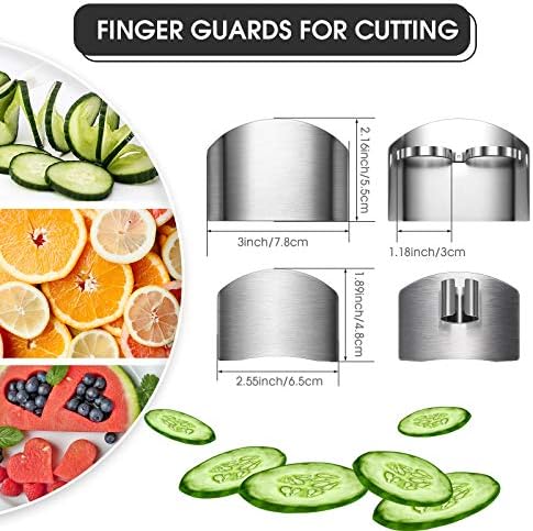 6 חתיכות אצבע משמרות לחיתוך, נירוסטה סכין חיתוך אצבע מגיני מתכוונן בטוח פרוסת יד משמר להגן על אצבעות עבור מזון חיתוך חיתוך חיתוך, 2 סגנונות