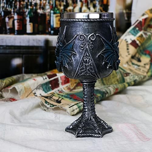 גביע הדרקון הכחול של ימי הביניים גדול-מבוכים ודרקונים גביעי גביעים מתנה-14 עוז נירוסטה בירה יין שתיית כוס כלי - יש הדרקון ד & מגבר; ד