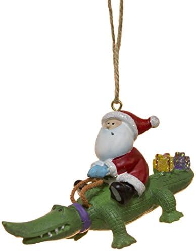 קייפ שור סנטה רכיבה על תנין גאטור עם מתנות קישוט לחג עץ חג המולד