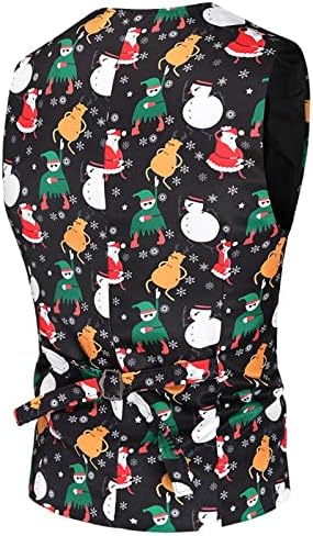 חליפות חג המולד של Wocachi 2PCS לגברים, חג המולד סנטה קלאוס איש שלג הדפס מכנסיים מותניים חזה חזה מערכות מכנסיים מכנסיים עבורו סטים מצחיקים