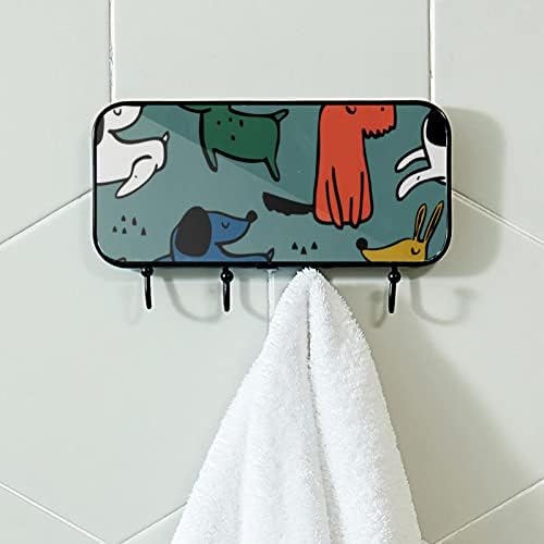 מחזיק מגבת Lyetny קיר קיר רכוב מגבת מתלה אמבטיה תפאורה חלוקת חלוק בגדים בגדים כחולים אלמוגים ירוק לבן דפוס כלב מארגן מגבת קולב מארגן