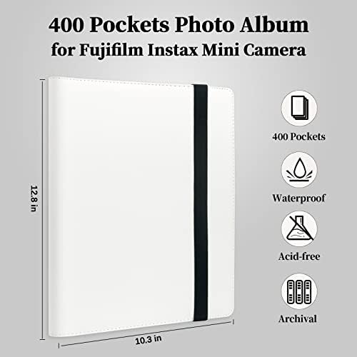 400 כיסי אלבום תמונות עבור פוג 'יפילם אינסטקס מיני מצלמה, פולארויד מצלמה, אלבום עבור פוג' יפילם אינסטקס מיני 12 90 70 9 8+ 8 מצלמה מיידית
