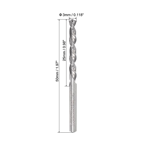 uxcell carbide carbide טוויסט מקדח חתיכות 2.8 ממ, מטרי שמאל חלילי ספירלה ישר שוק קידוח פלדה טונגסטן למתכת סגסוגת נירוסטה, 2 יחידות
