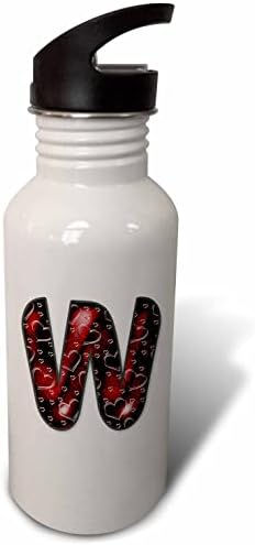 3 דרוז די אדום עמוק לבבות צלול מונוגרמה ראשונית W - בקבוקי מים
