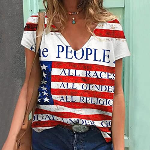 מוק צוואר ארוך שרוול חולצות לנשים נשים אמריקאי כוכב דגל למעלה חולצות צוואר סקסי חולצה אופנה קצר שרוול