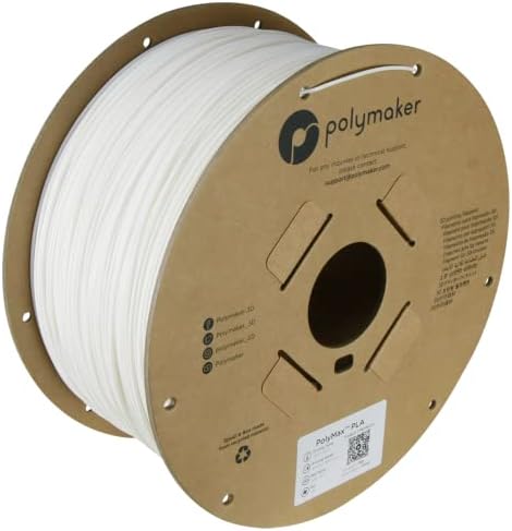 PolyMaker 3kg קשוח PLA 3D מדפסת נימה 1.75 ממ, נימה של PLA לבן - Polymax 1.75 PLA נימה לבן, חסכוני גליל גדול PLA PLA נימה הדפסת תלת מימד