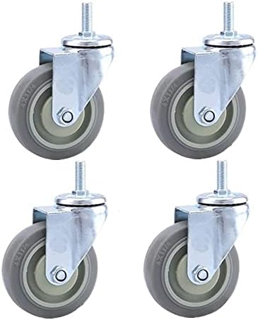 גלגלי צלחות גלגלים 4 גלגלים כבדים M12 × 30 ממ חוט גלגלי הובלה תעשייתית גלגלי גומי עם בלם 75 ממ/100 ממ/125 ממ 400 קג סיבוב אוניברסלי ריהוט